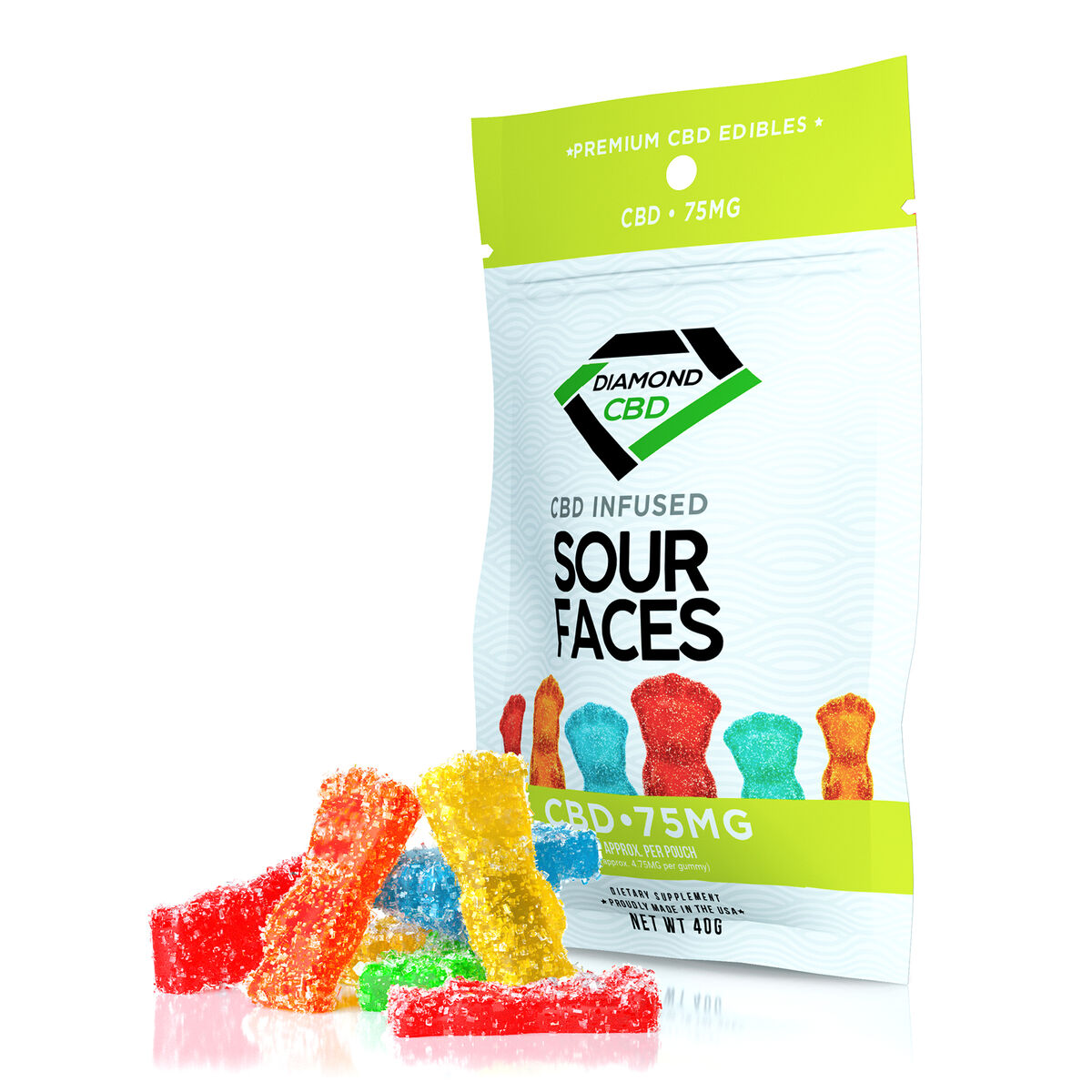 Diamond CBD Gummies - Infused Sour Faces - Image 2
