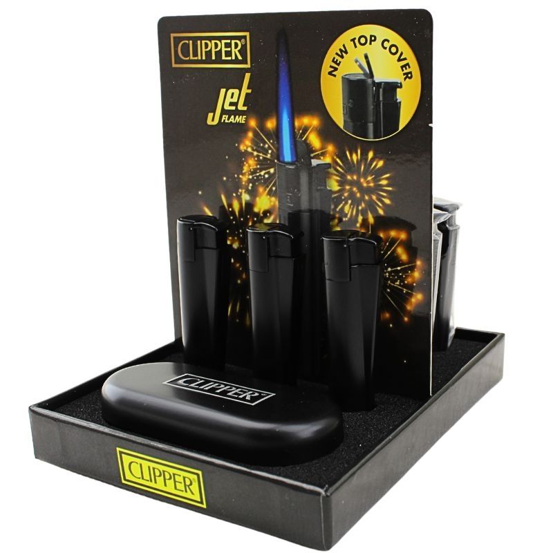 Clipper Electronic Jet Flame Lighter Gift Set - Matte Black - Image 2