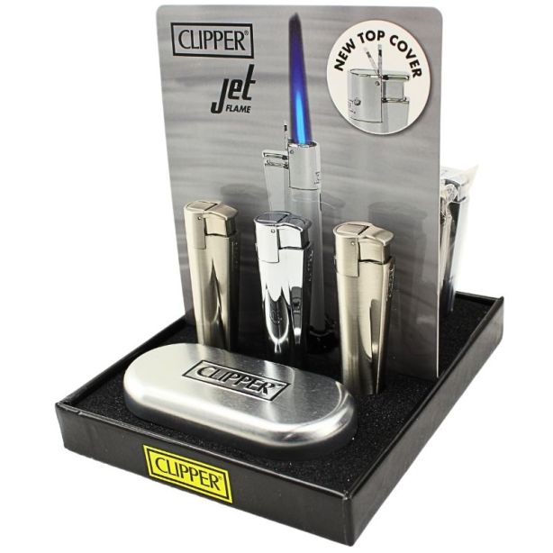 Clipper Electronic Jet Flame Lighter Gift Set - Silver - Image 2